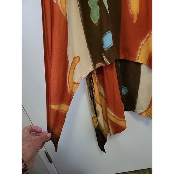 Essence by Mail Bali Boho Layered Dress Kaftan Burnt Orange Brown Med - Picture 4 of 11